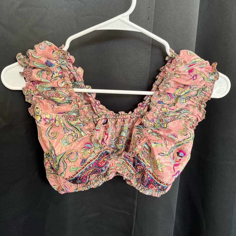 Floral Pink Ruffled Women's Top